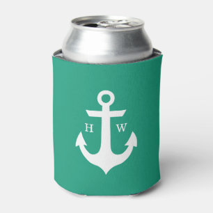 Emerald Green Anchor Monogram Dosenkühler