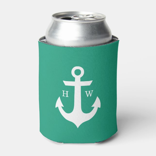 Emerald Green Anchor Monogram Dosenkühler (Kanne Vorderseite)