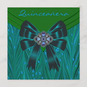 Emerald Green Aquamarin Blue Quinceanera Einladung