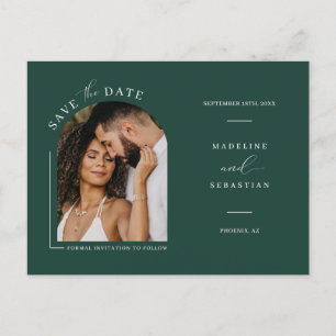Emerald Green Arch Foto QR Code Save the Date Pos Postkarte
