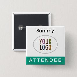 Emerald Green Attendee Name Abzeichen mit Logo Squ Button