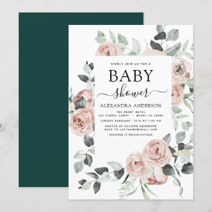 Emerald Green Baby Dusche Blumengrün Einladung