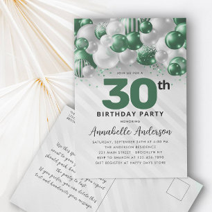 Emerald Green Balloon Glitzer in jedem Alter Gebur Postkarte