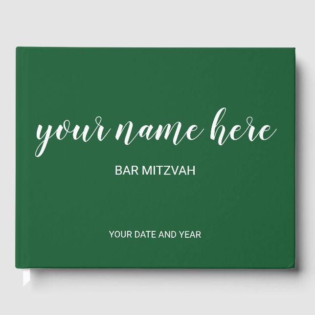 Emerald Green Bar Mitzvah Livre d'hôtes (Recto)