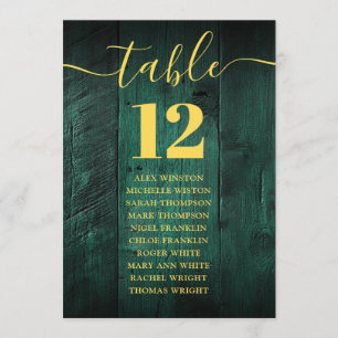 Emerald Green Barn Wood Tischnummer Seekarte