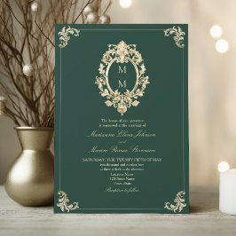 Emerald Green Baroque Gold Wedding Einladung