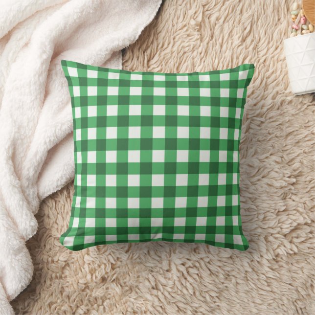 Emerald Green Basic Gingham Checkered Pattern Kissen (Decke)