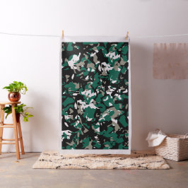 Emerald Green Black Camouflage Fabric Stoff