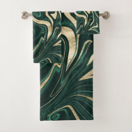 Emerald Green Black Gold Marble #1 #decor #art Badhandtuch Set