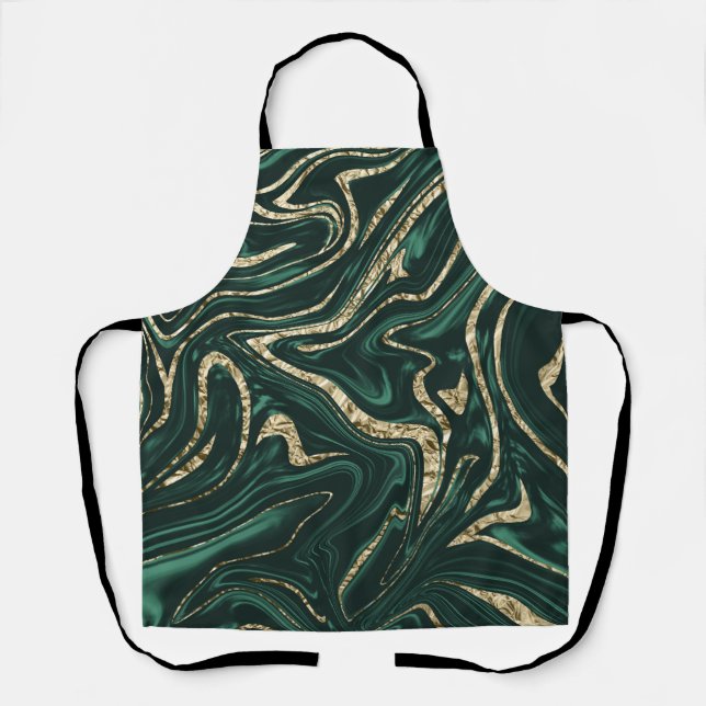 Emerald Green Black Gold Marmor #2 (Imitate Foil) Schürze (Vorderseite)