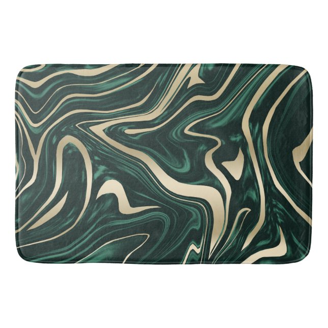 Emerald Green Black Gold Marmor #3 (Imitate Foil) Badematte (Vorderseite)