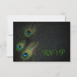 Emerald Green Black Gold Peacock Wedding Einladung