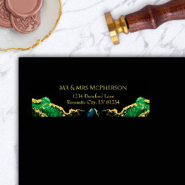 Emerald Green Black Gold Return Address Label