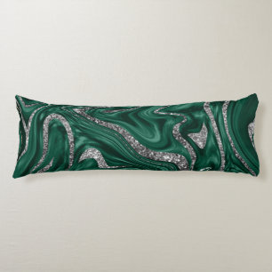 Emerald Green Black Silver Glitzer Marmor #1 Seitenschläferkissen