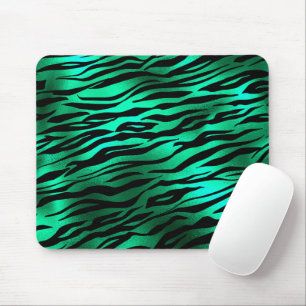 Emerald Green Black Tiger Stripes Wilde Tiere Mousepad