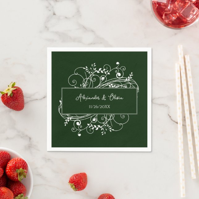 Emerald Green Blüh Brautparty Napkins Serviette (Beispiel)