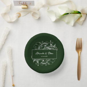 Emerald Green Blüh Polterabend Paper Bowls Pappteller