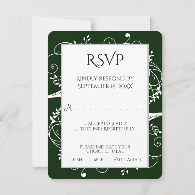 Emerald Green Blüh Wedding RSVP Card Karte (Vorderseite)