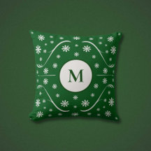 Emerald Green Blume Power Monogram Pillow