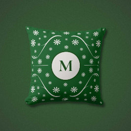 Emerald Green Blume Power Monogram Pillow Kissen