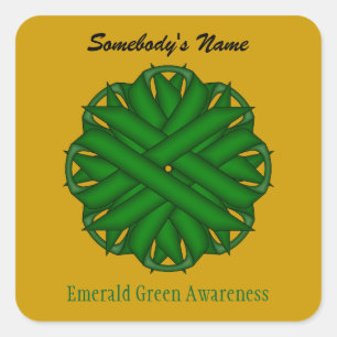 Emerald Green Blume Ribbon von Kenneth Yoncich Quadratischer Aufkleber