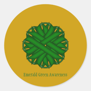 Emerald Green Blume Ribbon von Kenneth Yoncich Runder Aufkleber