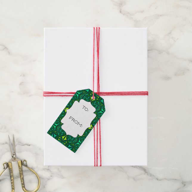 Emerald Green Boho Mustertester Geschenkanhänger (Mit Garn)