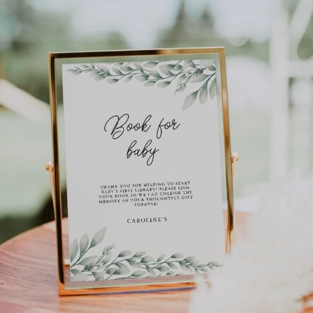 Emerald Green Book for Baby Sign, Babydusche Einladung (Emerald Green Book for Baby Sign, Baby Shower Invitation)