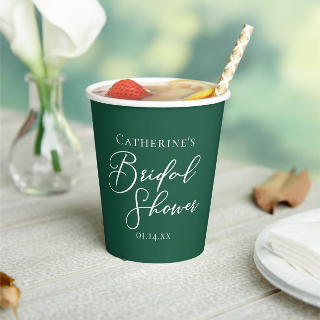 Emerald Green Brautparty Personalisiert Pappbecher (In Situ)