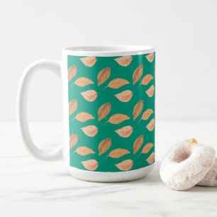 Emerald Green Brown Falling-Blätter Kaffeetasse