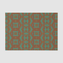 Emerald Green Burnt Orange Gemustert Tissue Paper