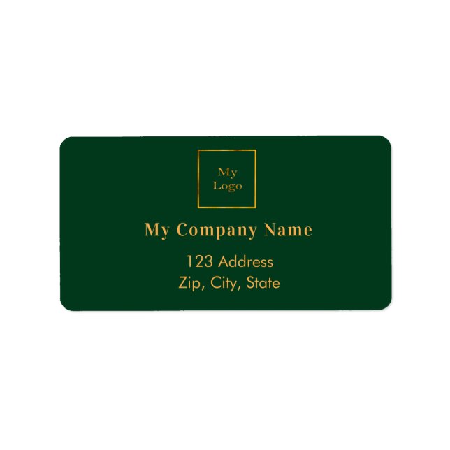 Emerald Green Business Logo-Rücksendeadresse Adressaufkleber (Vorne)