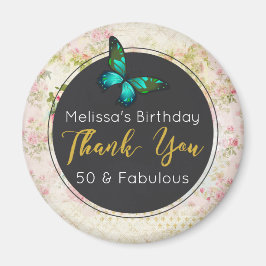 Emerald Green Butterfly auf Vintag Collage Danke Magnet