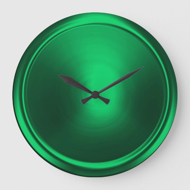 Emerald Green Button Große Wanduhr (Vorderseite)
