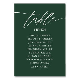 Emerald Green Calligraphy Wedding Seating Chart Tischnummer