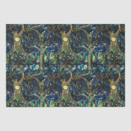 Emerald Green Celestial Tree Gestaltete Glasmuster Seidenpapier