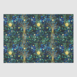 Emerald Green Celestial Tree Gestaltete Glasmuster Seidenpapier