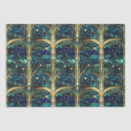 Emerald Green Celestial Tree Gestaltete Glasmuster Seidenpapier