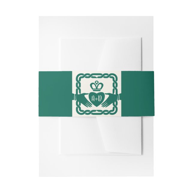 Emerald Green Celtic Claddagh Knot Irish Wedding Einladungsbanderole (Vorderseite Beispiel)