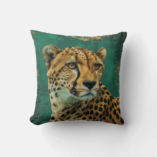 Emerald Green Cheetah Maximalist Decor Kissen (Vorderseite)