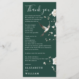 Emerald Green Chinoiserie Mariage Carte de remerci
