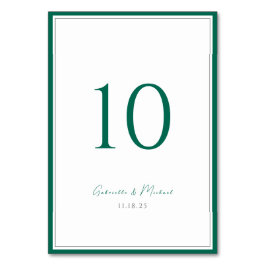 Emerald Green Classic Mariage Numéro de table