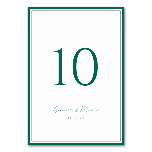 Emerald Green Classic Mariage Numéro de table (Par défaut)