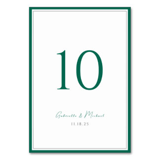 Emerald Green Classic Wedding Tischnummer