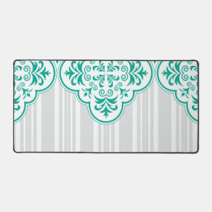 Emerald Green Classy Stripes Damask Schreibtischunterlage