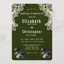 Emerald Green Crow Skull Rose Gothic Wedding