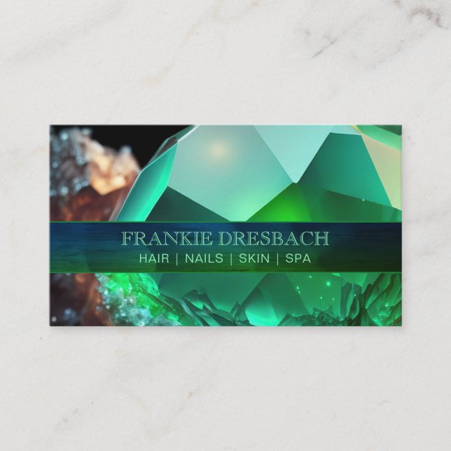 Emerald Green Crystal Gemstone Glam Luxury Elegant Visitenkarte (Vorderseite)