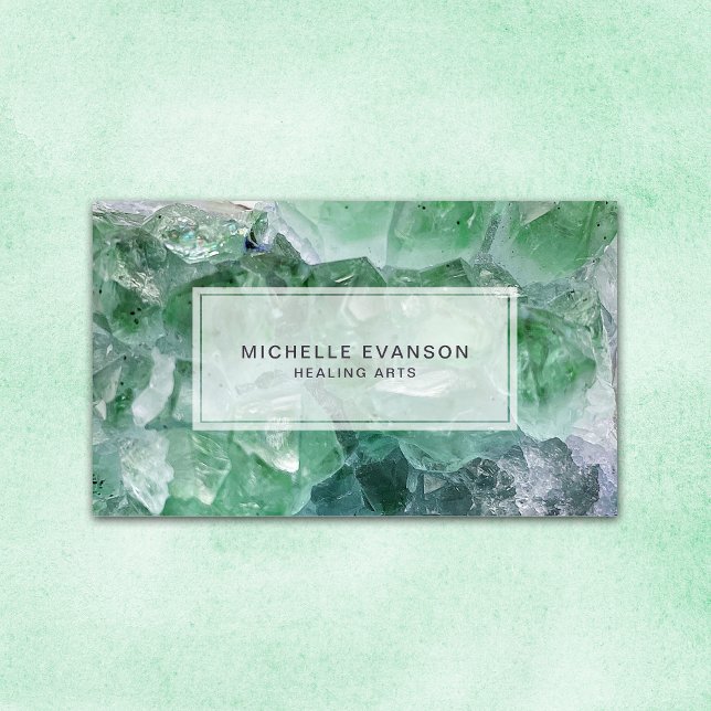Emerald Green Crystal Healing Arts Business Card Visitenkarte (Von Creator hochgeladen)