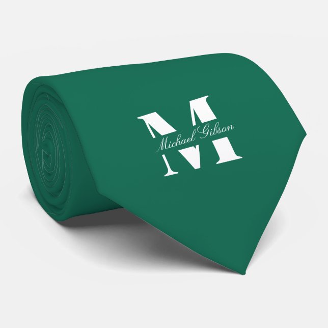 Emerald Green | Custom Monogram Wedding Groomsmen  Krawatte (Gerollt)