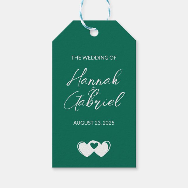Emerald Green Custom Wedding Geschenkanhänger (Vorderseite)